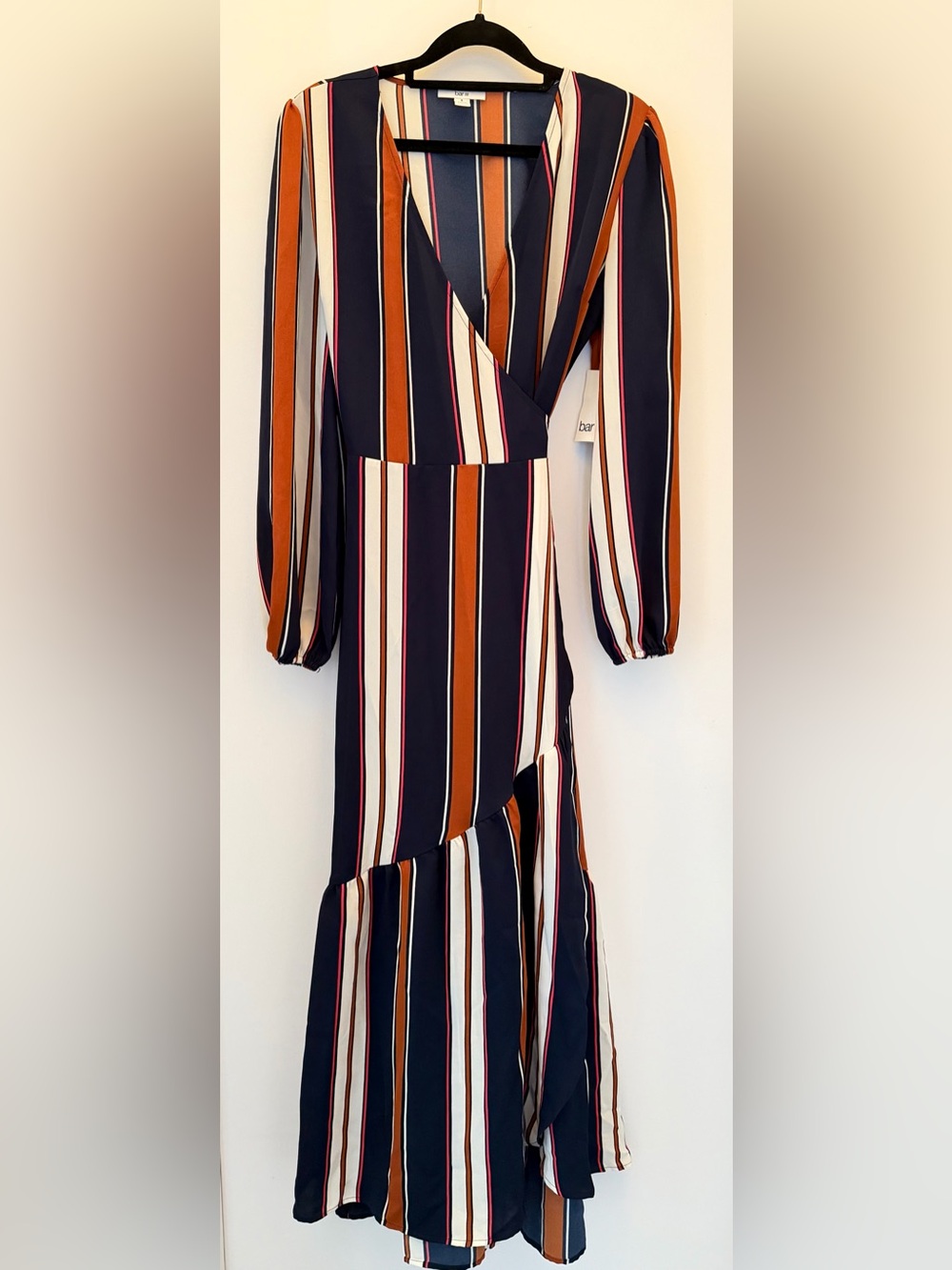 NWT-High-Low Striped Maxi Wrap-Dress by Bar III